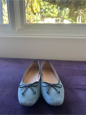 Cole Haan Denim Ballet Flats with Bow Trim